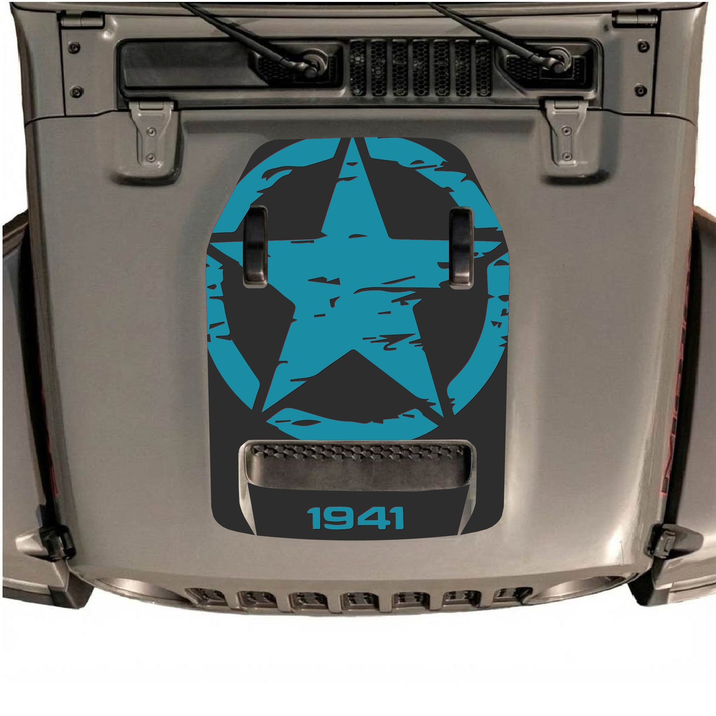 Hood Panel Decal/Sticker - 1941 Full Star Graphic Decal Graphic Kit - For Jeep JL JLU 392 2018 - Premium Vinyl
