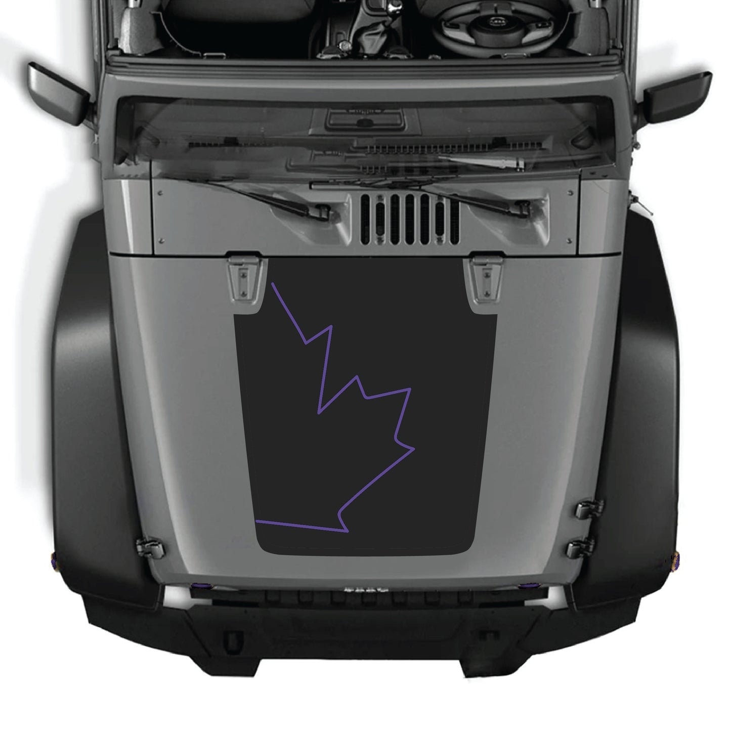 Canada full leaf hood decal graphic kit for Jeep Wrangler JK JKU 2007-2018, made of premium vinyl by CarCode.