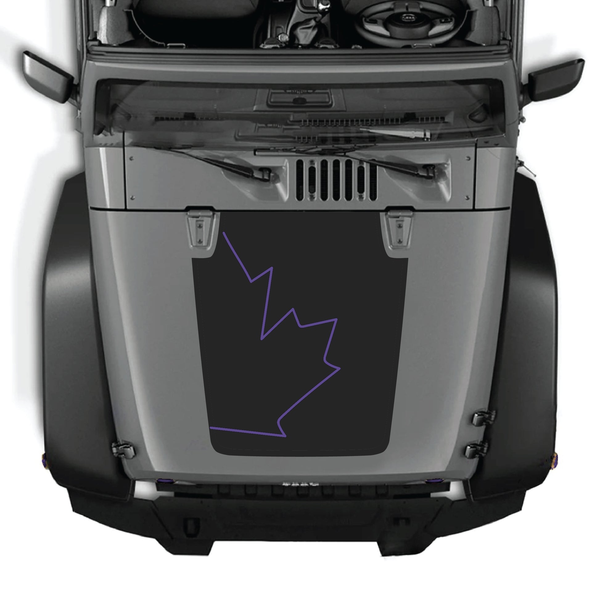 Canada full leaf hood decal graphic kit for Jeep Wrangler JK JKU 2007-2018, made of premium vinyl by CarCode.