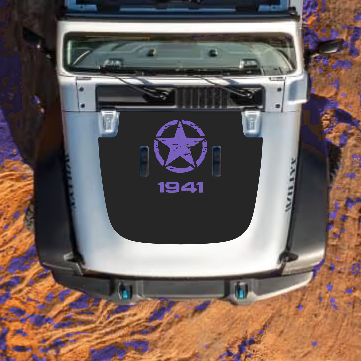 Hood Panel Decal/Sticker - Top Star 1941 Graphic Decal Graphic Kit - For Jeep JL JLU Sahara 2018-2025 - Premium Vinyl