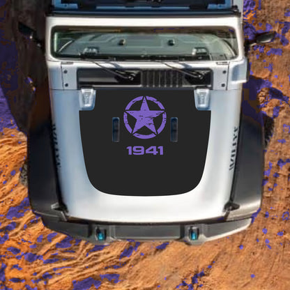Hood Panel Decal/Sticker - Top Star 1941 Graphic Decal Graphic Kit - For Jeep JL JLU Sahara 2018-2025 - Premium Vinyl