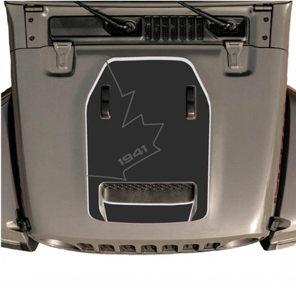 Hood Panel Decal/Sticker - 1941 Canada Full Leaf with Border Graphic Decal Graphic Kit - For Jeep JL JLU 392 2018 - Premium Vinyl