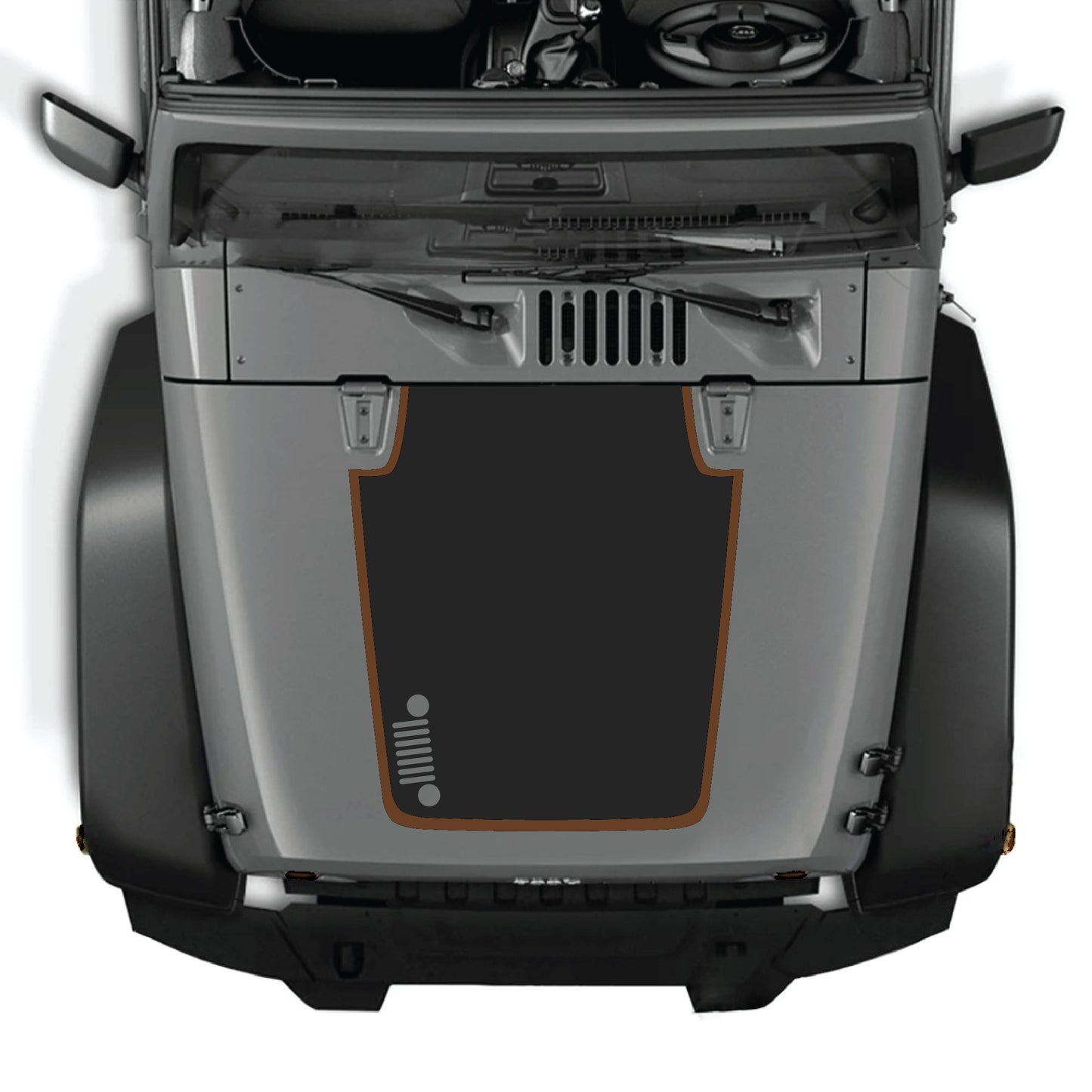 Kit de calcomanía para capó izquierdo de Jeep Wrangler JK JKU de CarCode, hecho de vinilo premium, con un diseño de parrilla audaz.