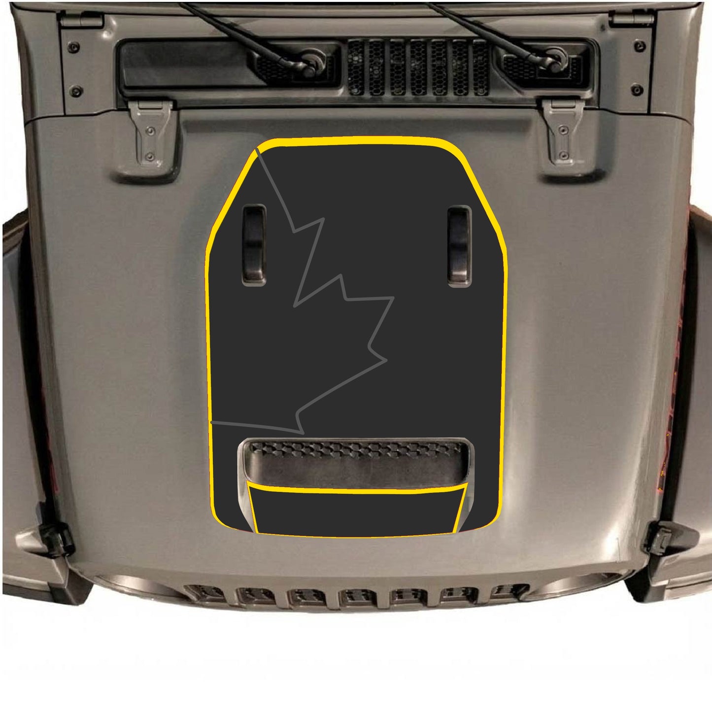 Hood Panel Decal/Sticker - Canada Full Leaf with Border Graphic Decal Graphic Kit - For Jeep JL JLU 392 2018 - Premium Vinyl