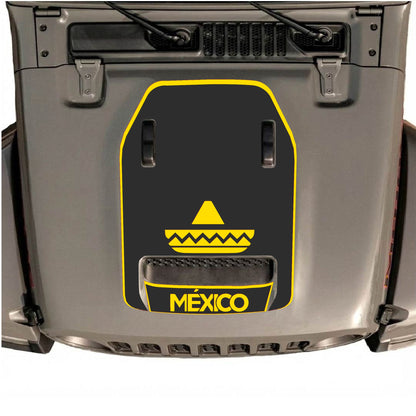Hood Panel Decal/Sticker - Mexico Style with Border Graphic Decal Graphic Kit - For Jeep JL JLU 392 2018 - Premium Vinyl