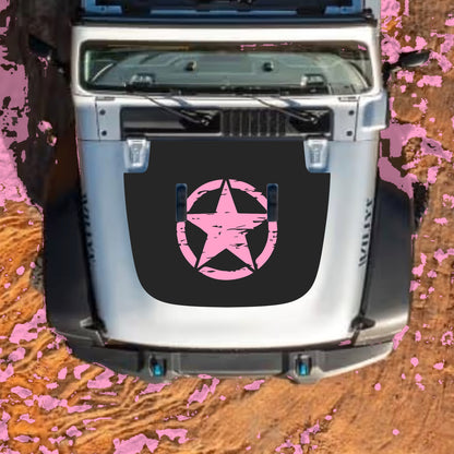 Hood Panel Decal/Sticker - Center Star Graphic Decal Graphic Kit - For Jeep JL JLU Sahara 2018-2025 - Premium Vinyl