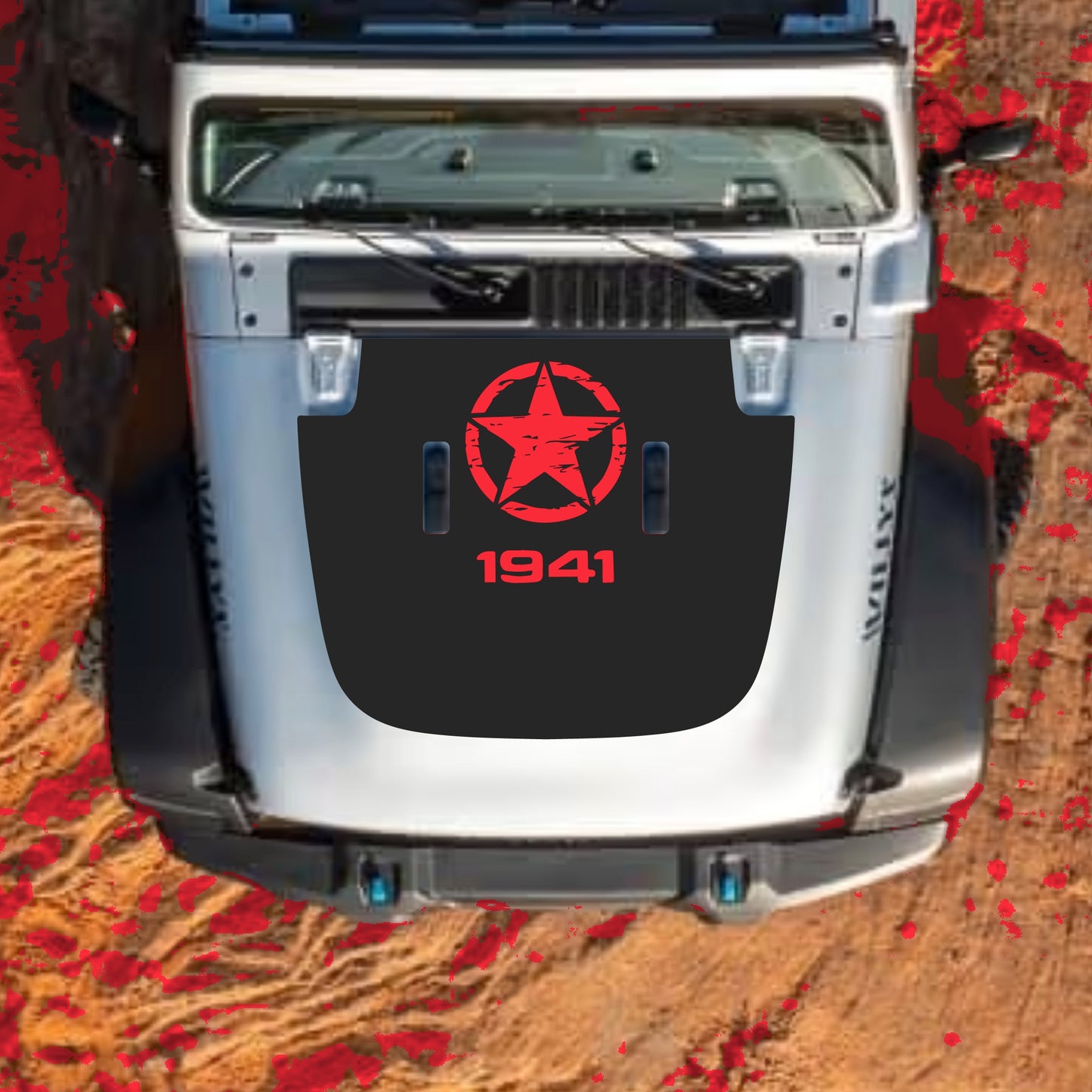 Hood Panel Decal/Sticker - Top Star 1941 Graphic Decal Graphic Kit - For Jeep JL JLU Sahara 2018-2025 - Premium Vinyl