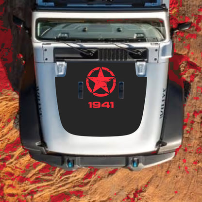 Hood Panel Decal/Sticker - Top Star 1941 Graphic Decal Graphic Kit - For Jeep JL JLU Sahara 2018-2025 - Premium Vinyl