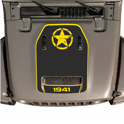 Hood Panel Decal/Sticker - Top Star 1941 with Border Graphic Decal Graphic Kit - For Jeep JL JLU 392 2018 - Premium Vinyl