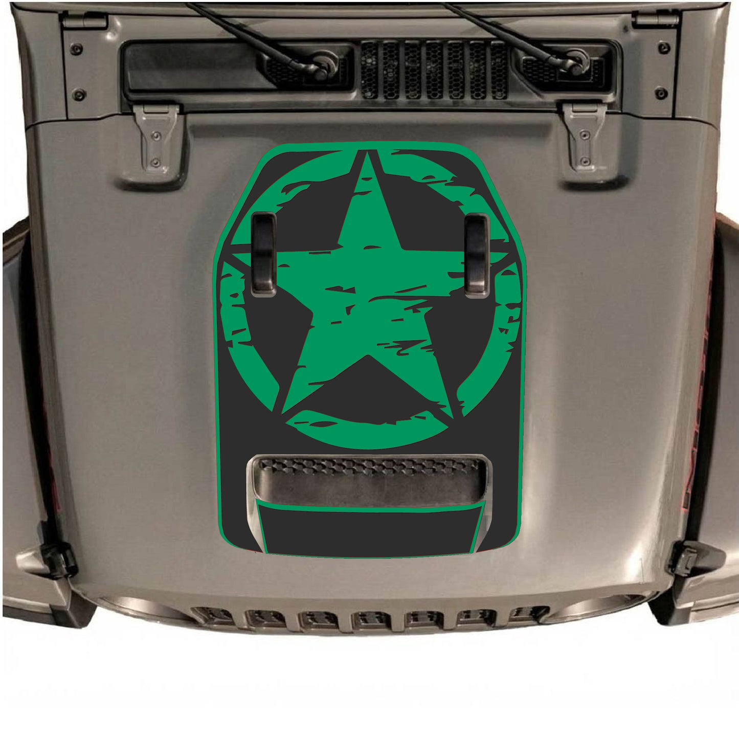 Hood Panel Decal/Sticker - Full Star with Border Graphic Decal Graphic Kit - For Jeep JL JLU 392 2018 - Premium Vinyl