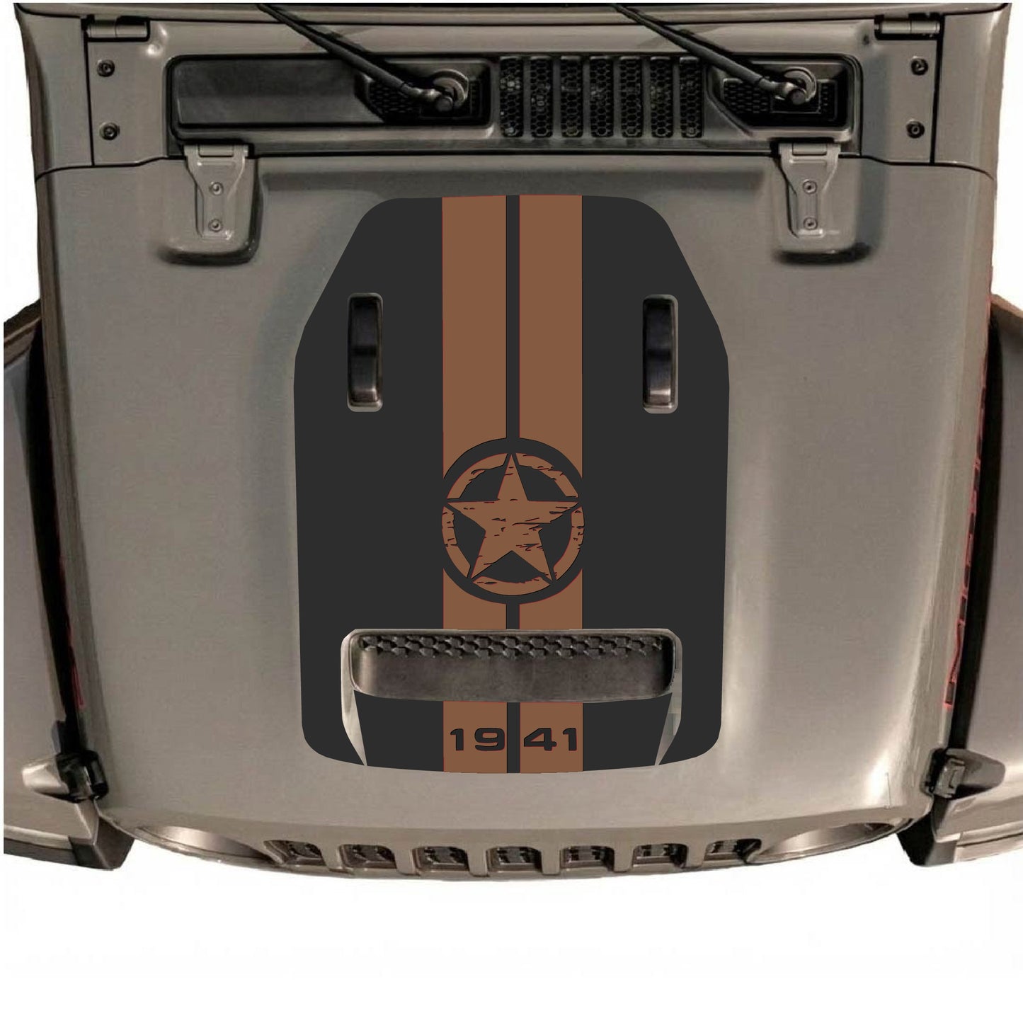 Hood Panel Decal/Sticker - 1941 Star & Stripes Graphic Decal Graphic Kit - For Jeep JL JLU 392 2018 - Premium Vinyl