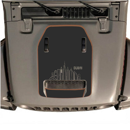 Hood Panel Decal/Sticker - Dubai Style with Border Graphic Decal Graphic Kit - For Jeep JL JLU 392 2018 - Premium Vinyl