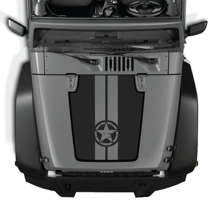 Jeep Wrangler JK calcomanía para el capó con diseño de estrella y rayas, kit gráfico de vinilo premium de CarCode, para modelos 2007-2018.