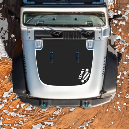 Hood Panel Decal/Sticker - Right Side 1941 Grill with Border Graphic Decal Graphic Kit - For Jeep JL JLU Sahara 2018-2025 - Premium Vinyl