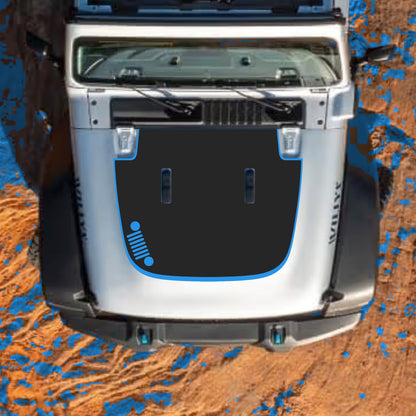 Hood Panel Decal/Sticker - Left Side Grill with Border Graphic Decal Graphic Kit - For Jeep JL JLU Sahara 2018-2025 - Premium Vinyl