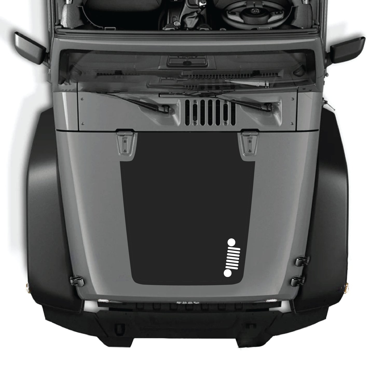 Right side Jeep Wrangler JK hood decal graphic kit by CarCode, premium vinyl, featuring bold decal design for 2007-2018 models.
