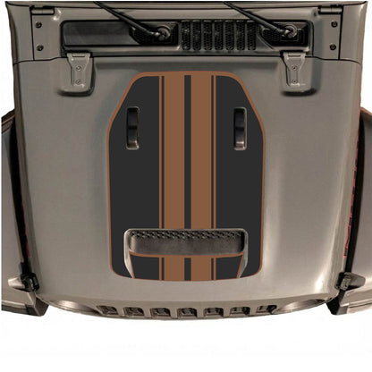 Hood Panel Decal/Sticker - Stripes with Border Graphic Decal Graphic Kit - For Jeep JL JLU 392 2018 - Premium Vinyl