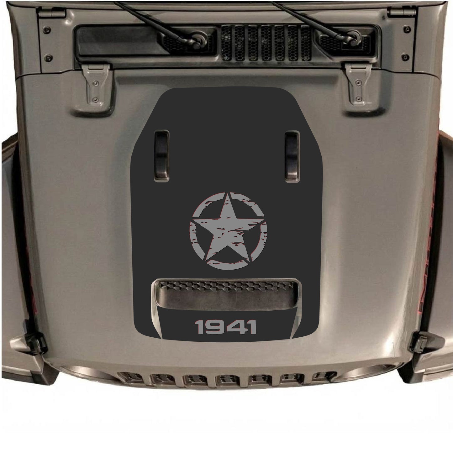 Hood Panel Decal/Sticker - 1941 Center Star Graphic Decal Graphic Kit - For Jeep JL JLU 392 2018 - Premium Vinyl