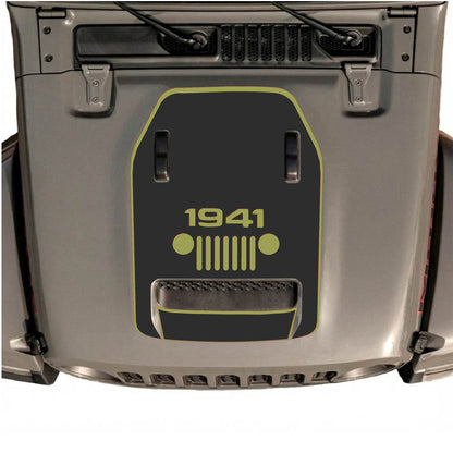 Hood Panel Decal/Sticker - 1941 Center Grill with Border Graphic Decal Graphic Kit - For Jeep JL JLU 392 2018 - Premium Vinyl