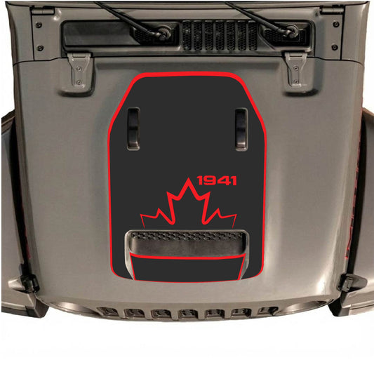 Hood Panel Decal/Sticker - 1941 Canada with Border Graphic Decal Graphic Kit - For Jeep JL JLU 392 2018 - Premium Vinyl
