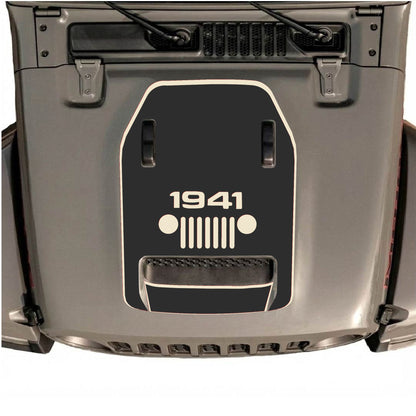 Hood Panel Decal/Sticker - 1941 Center Grill with Border Graphic Decal Graphic Kit - For Jeep JL JLU 392 2018 - Premium Vinyl