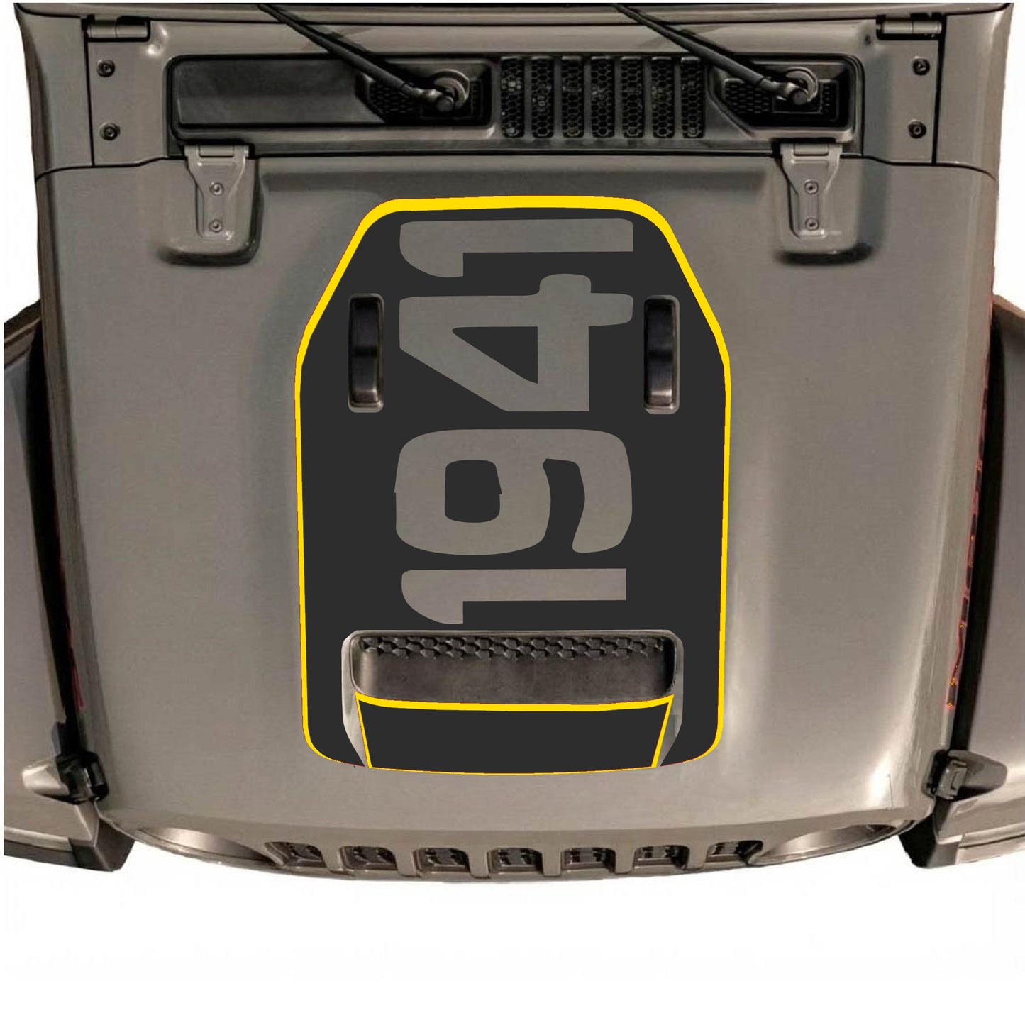 Hood Panel Decal/Sticker - 1941 with Border Graphic Decal Graphic Kit - For Jeep JL JLU 392 2018 - Premium Vinyl
