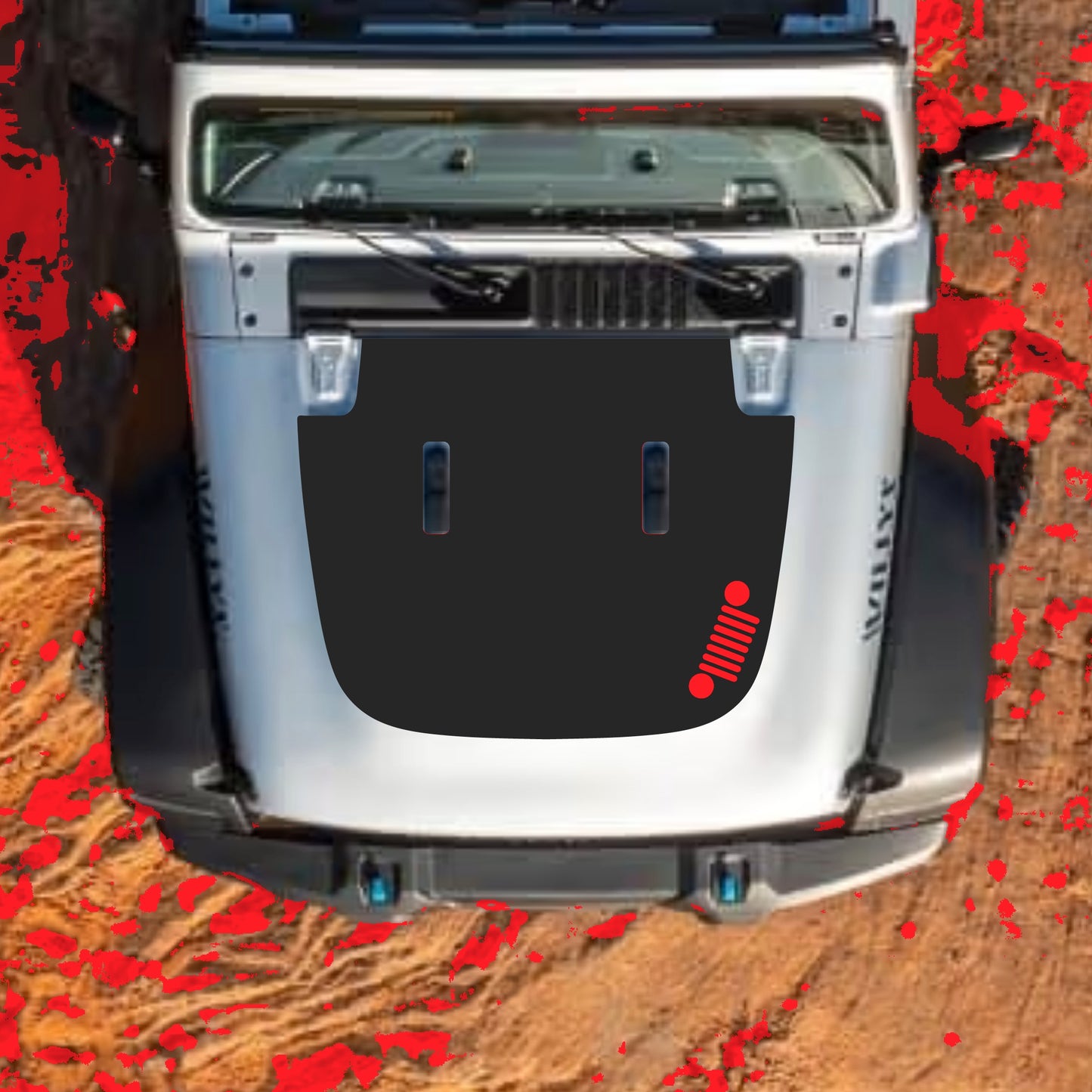 Hood Panel Decal/Sticker - Right Side Grill Graphic Decal Graphic Kit - For Jeep JL JLU Sahara 2018-2025 - Premium Vinyl