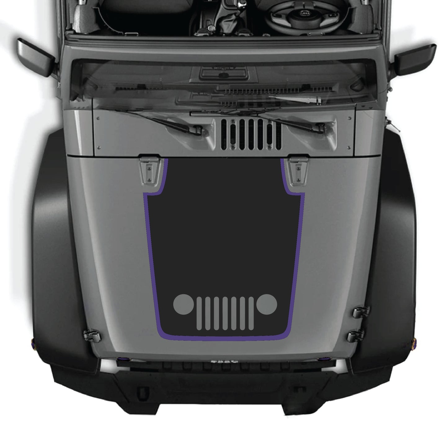 Kit gráfico de calcomanía para capó Jeep Wrangler JK JKU de CarCode, con calcomanía negra de vinilo para parrilla para modelos 2007-2018.