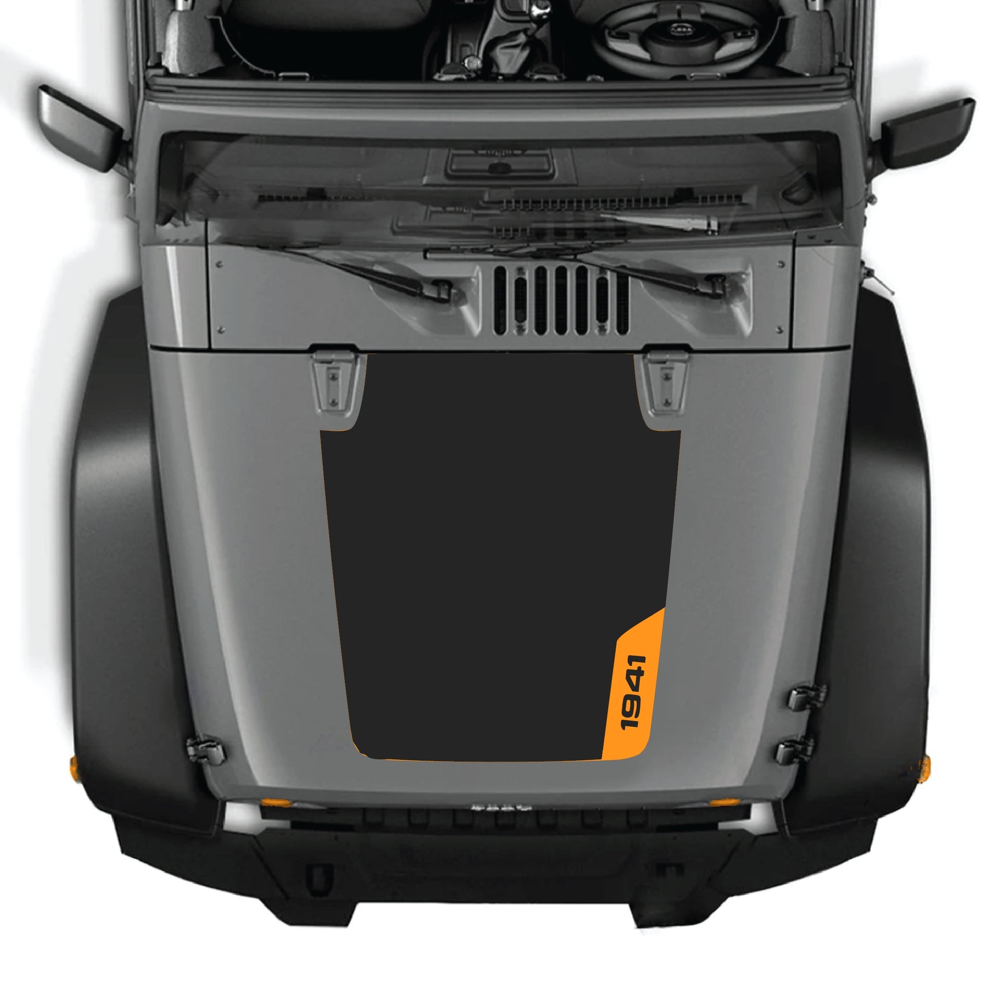 Right side hood decal graphic kit for Jeep Wrangler JK JKU 2007-2018 by CarCode, made of premium vinyl with 1941 design.