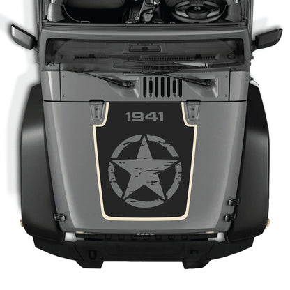 Calcomanía para capó Jeep Wrangler JK de estrella completa de CarCode, kit gráfico de vinilo para modelos 2007-2018, adhesivo personalizado para el capó del vehículo.