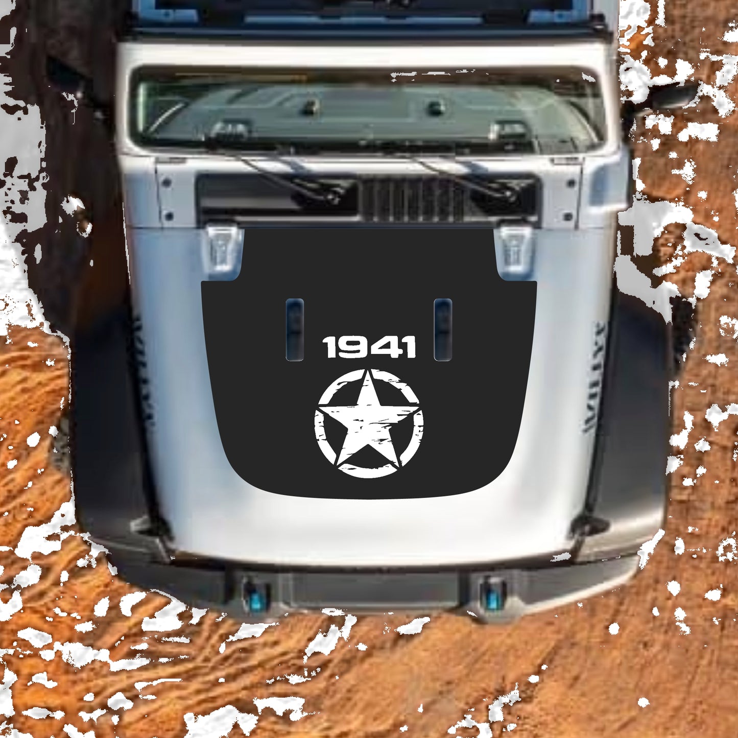 Hood Panel Decal/Sticker - Full Star 1941 Graphic Decal Graphic Kit - For Jeep JL JLU Sahara 2018-2025 - Premium Vinyl