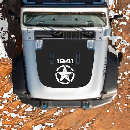 Hood Panel Decal/Sticker - Full Star 1941 Graphic Decal Graphic Kit - For Jeep JL JLU Sahara 2018-2025 - Premium Vinyl