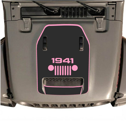 Hood Panel Decal/Sticker - 1941 Center Grill with Border Graphic Decal Graphic Kit - For Jeep JL JLU 392 2018 - Premium Vinyl