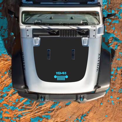 Hood Panel Decal/Sticker - 1941 Grill Graphic Decal Graphic Kit - For Jeep JL JLU Sahara 2018-2025 - Premium Vinyl