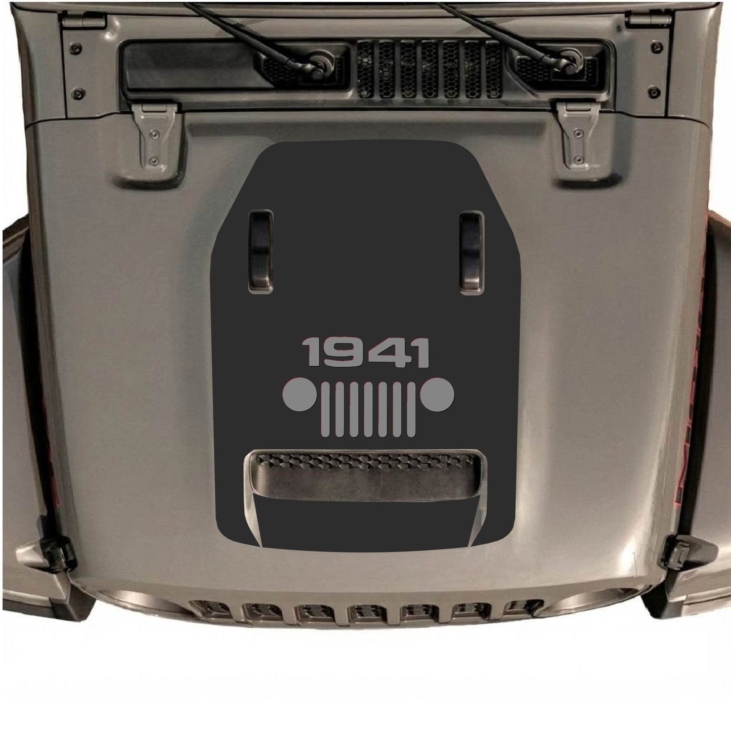 Hood Panel Decal/Sticker - 1941 Center Grill Graphic Decal Graphic Kit - For Jeep JL JLU 392 2018 - Premium Vinyl