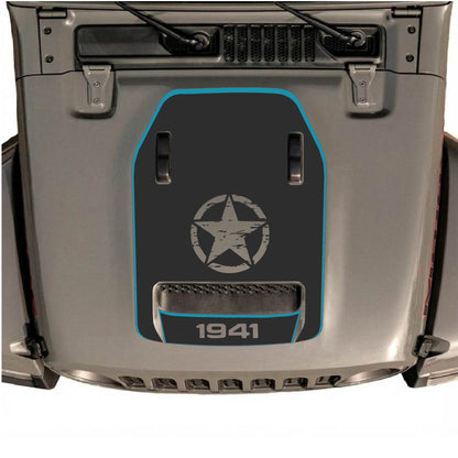 Hood Panel Decal/Sticker - 1941 Center Star with Border Graphic Decal Graphic Kit - For Jeep JL JLU 392 2018 - Premium Vinyl