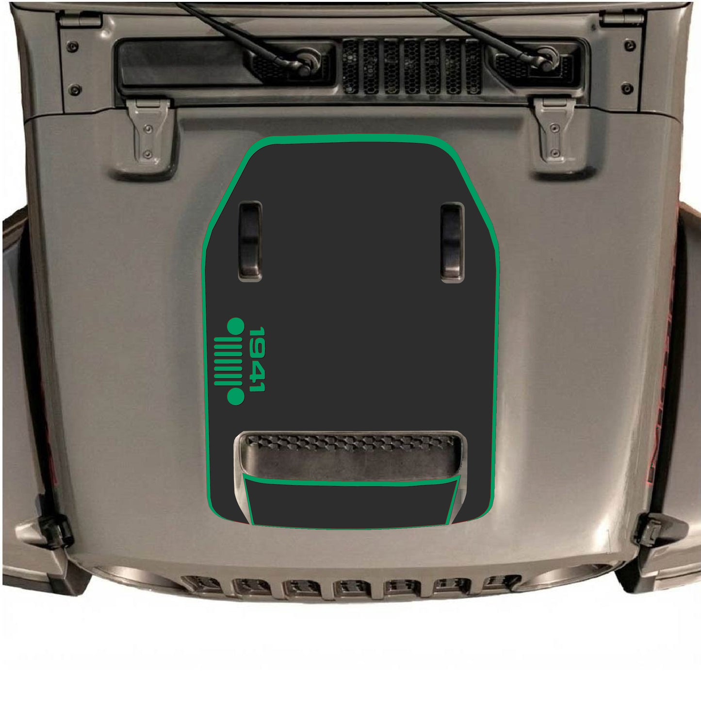 Hood Panel Decal/Sticker - 1941 Left Side Grill with Border Graphic Decal Graphic Kit - For Jeep JL JLU 392 2018 - Premium Vinyl