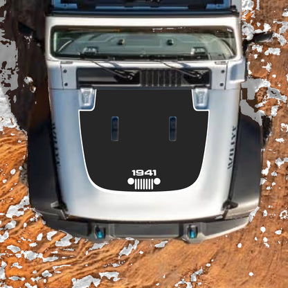 Hood Panel Decal/Sticker - 1941 Grill with Border Graphic Decal Graphic Kit - For Jeep JL JLU Sahara 2018-2025 - Premium Vinyl