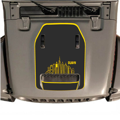 Hood Panel Decal/Sticker - Dubai Style with Border Graphic Decal Graphic Kit - For Jeep JL JLU 392 2018 - Premium Vinyl