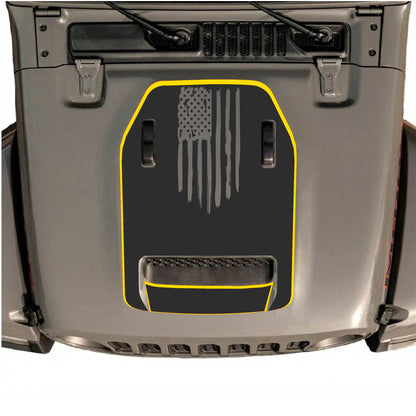 Hood Panel Decal/Sticker - America Flag with Border Graphic Decal Graphic Kit - For Jeep JL JLU 392 2018 - Premium Vinyl