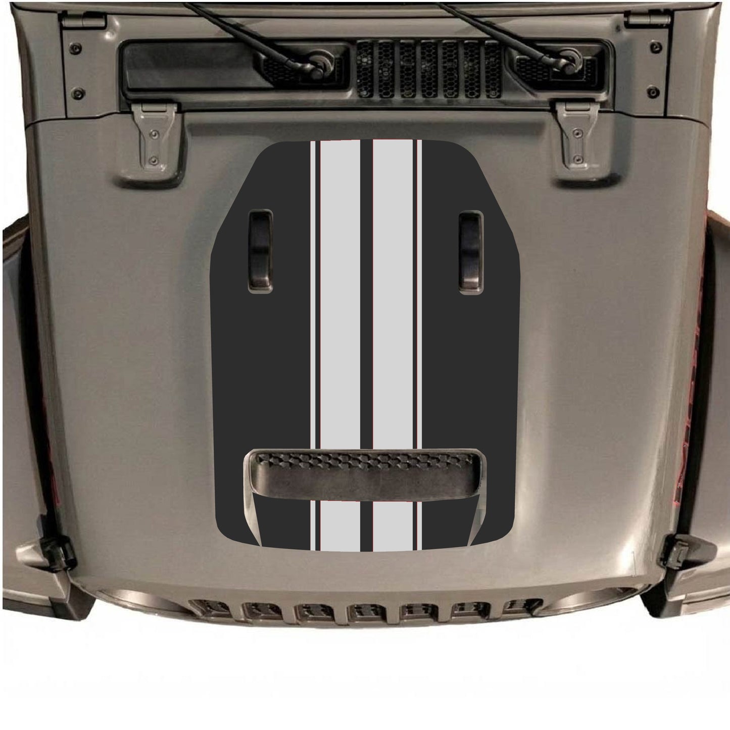 Hood Panel Decal/Sticker - Stripes Graphic Decal Graphic Kit - For Jeep JL JLU 392 2018 - Premium Vinyl