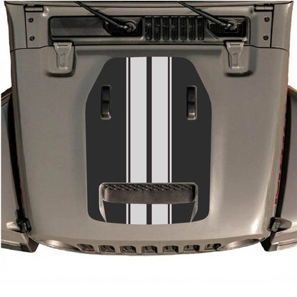 Hood Panel Decal/Sticker - Stripes Graphic Decal Graphic Kit - For Jeep JL JLU 392 2018 - Premium Vinyl