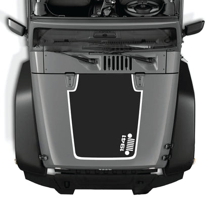 Right side hood decal with 1941 Jeep grill border graphic for Jeep Wrangler JK JKU 2007-2018, made from premium vinyl by CarCode.