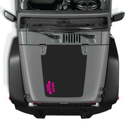 Left side hood decal with 1941 grill graphic for Jeep Wrangler JK JKU, made from premium vinyl by CarCode.