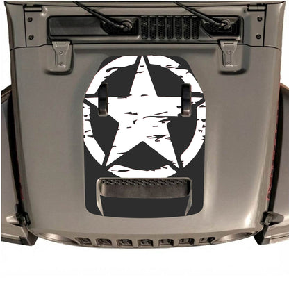 Hood Panel Decal/Sticker - Full Star Graphic Decal Graphic Kit - For Jeep JL JLU 392 2018 - Premium Vinyl