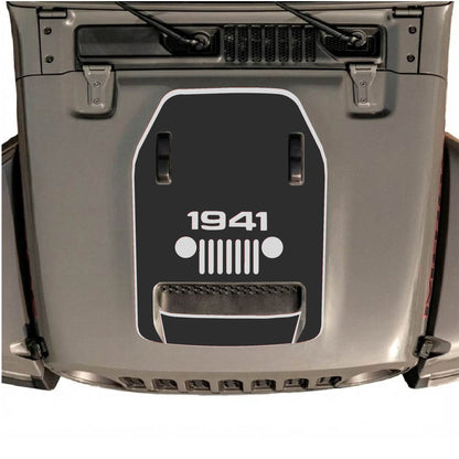 Hood Panel Decal/Sticker - 1941 Center Grill with Border Graphic Decal Graphic Kit - For Jeep JL JLU 392 2018 - Premium Vinyl