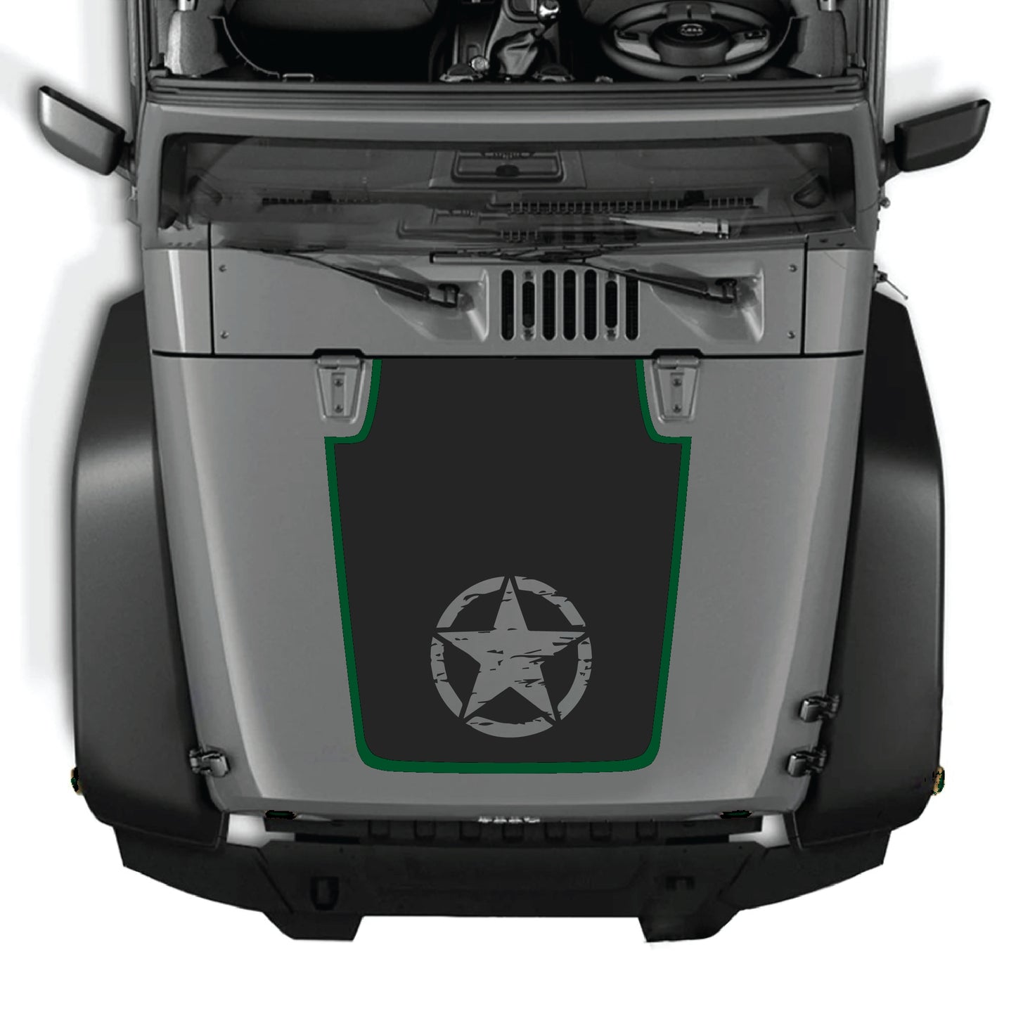 alt
Calcomanía para capó Jeep Wrangler JK con gráfico de estrella central, vinilo premium CarCode para panel del capó, modelos 2007-2018.