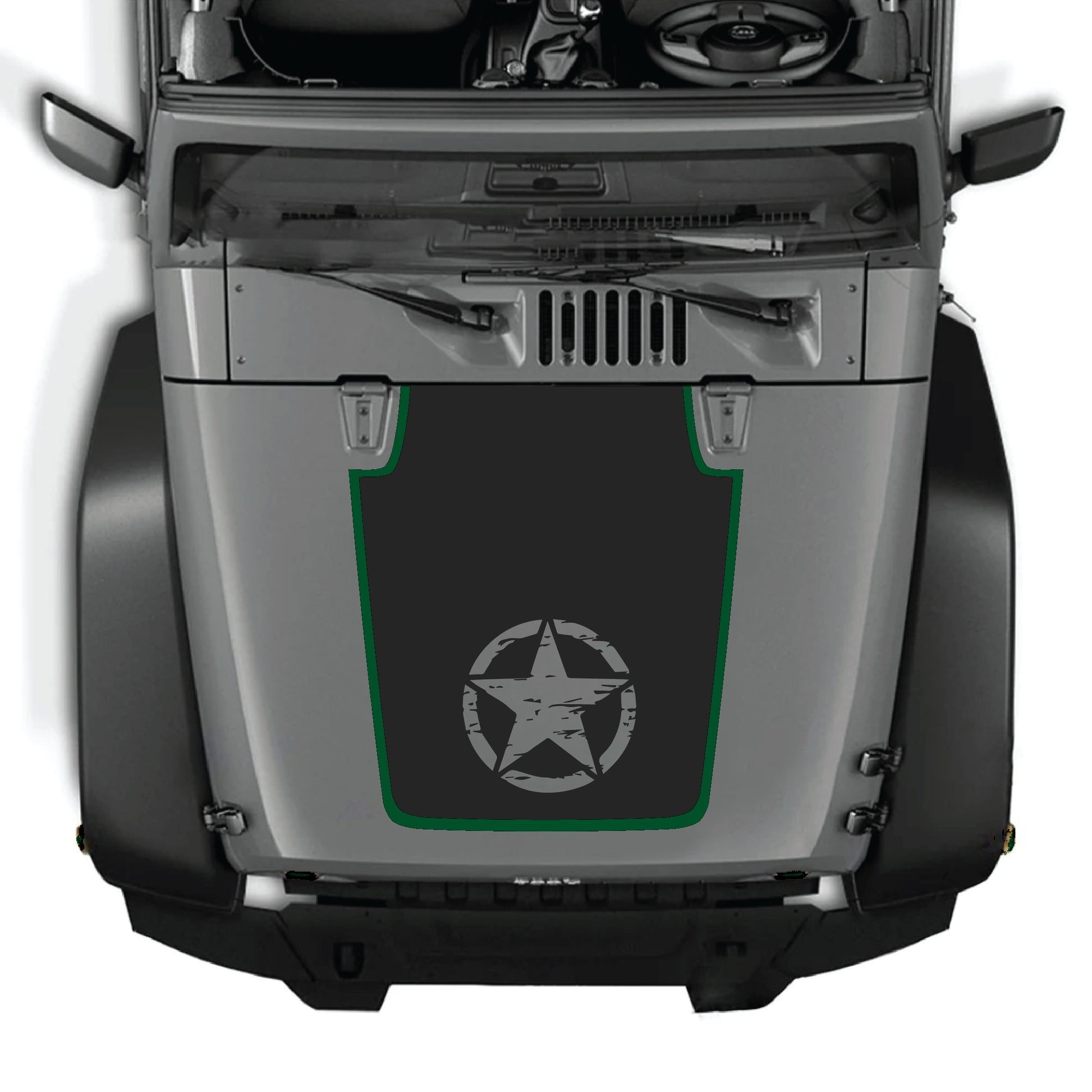 alt
Calcomanía para capó Jeep Wrangler JK con gráfico de estrella central, vinilo premium CarCode para panel del capó, modelos 2007-2018.