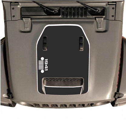 Hood Panel Decal/Sticker - 1941 Left Side Grill with Border Graphic Decal Graphic Kit - For Jeep JL JLU 392 2018 - Premium Vinyl