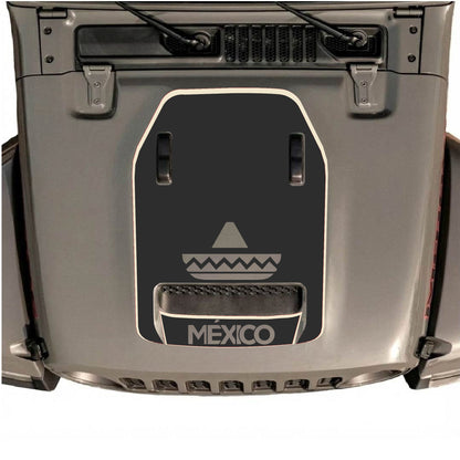 Hood Panel Decal/Sticker - Mexico Style with Border Graphic Decal Graphic Kit - For Jeep JL JLU 392 2018 - Premium Vinyl